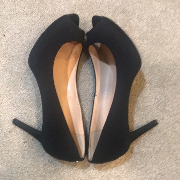 Liz Claiborne Black Fabric Peep Toe 3 Inch Heels-Size 8 - Picture 4 of 10